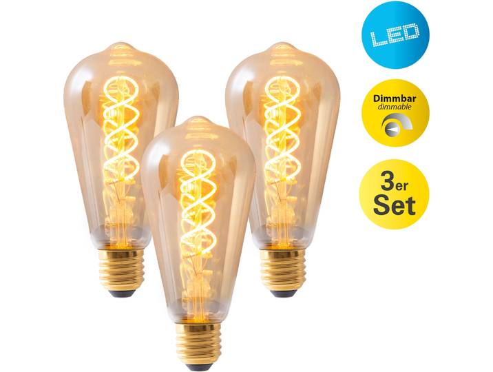 NÄVE LED-Leuchtmittel Dilly , Energieeffizienz: G, gelb (amber), L:14,6cm Ø:6,4cm, Leuchtmittel, Retro Leuchtmittel Filament, LED-Leuchtmittel