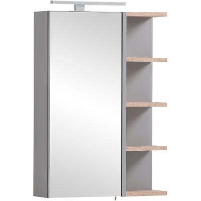 Spiegelschrank WELLTIME "Lugo, Spiegelschrank, Made in Germany, B: 49 cm", grau (platingrau), B:49,7cm T:16cm, FSC-zertifizierter Holzwerkstoff, Schränke, Spiegelschrank, Solide Verarbeitung - Dieses Produkt ist in Deutschland gefertigt