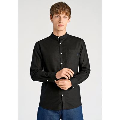 Leinenhemd LINDBERGH "Leinenhemd (Langarm) Relaxed Fit", Herren, Gr. S, Normalgrößen, schwarz, Obermaterial: 55% Leinen, 45% Baumwolle, Hemden