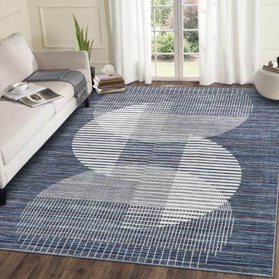 Garvee Washable Semicircle Geometric Stripes Area Rug