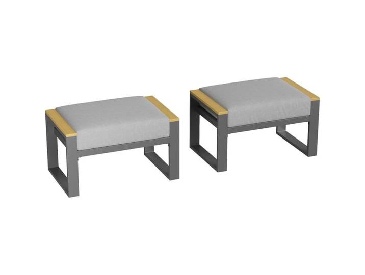 Set de 2 tabourets d'extérieur repose-pieds ou sièges d'appoint pour balcon terrasse jardin piscine Gris