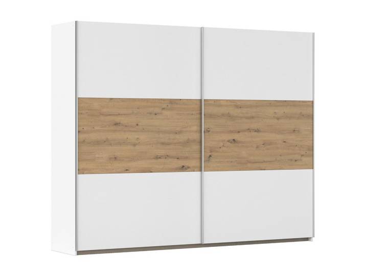 Schwebetürenschrank 261cm Foster, Weiß/Eiche