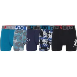 CR7 Jungen Boxershorts, 5er Pack - Cristiano Ronaldo Motive, Trunks, Cotton Stretch, Logobund Schwarz/Blau/Türkis / 158/164