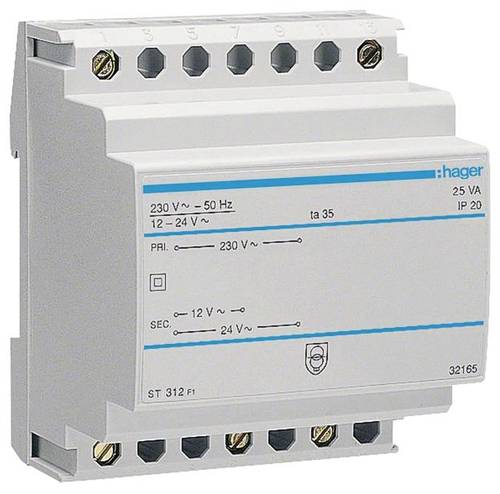 Hager ST312 Sicherheitstransformator 12 V, 24V 3A