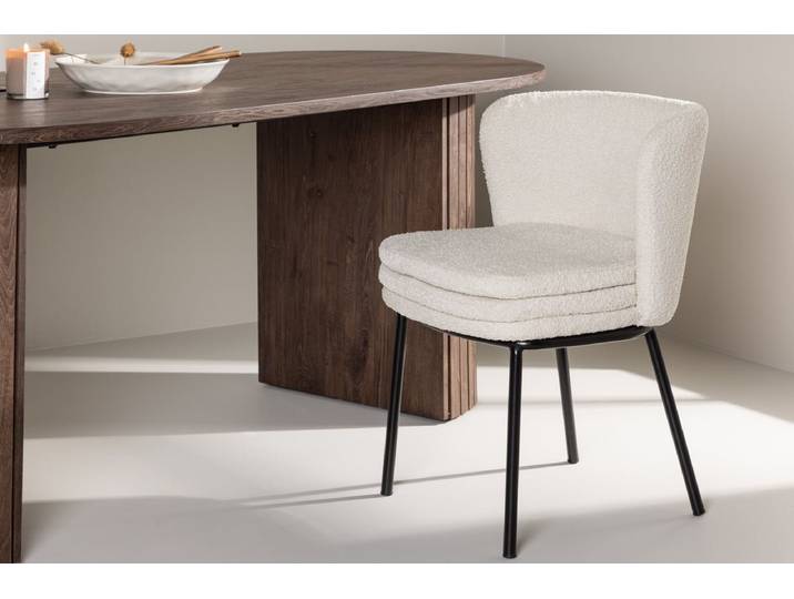 2er Set - Stuhl Antonia mit weicher Bouclé-Sitzfläche - Weiß - Luxusbetten24