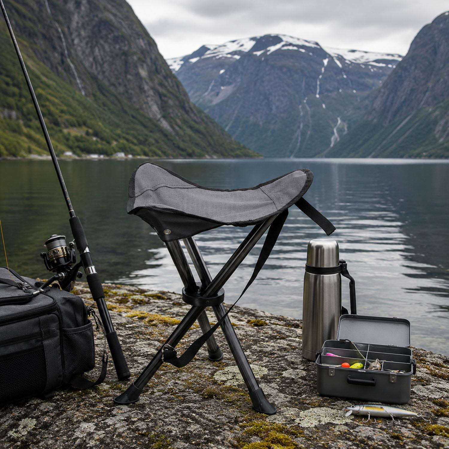 Mojawo Driepoot kruk campingkruk vissersstoel met draagriem grijs
