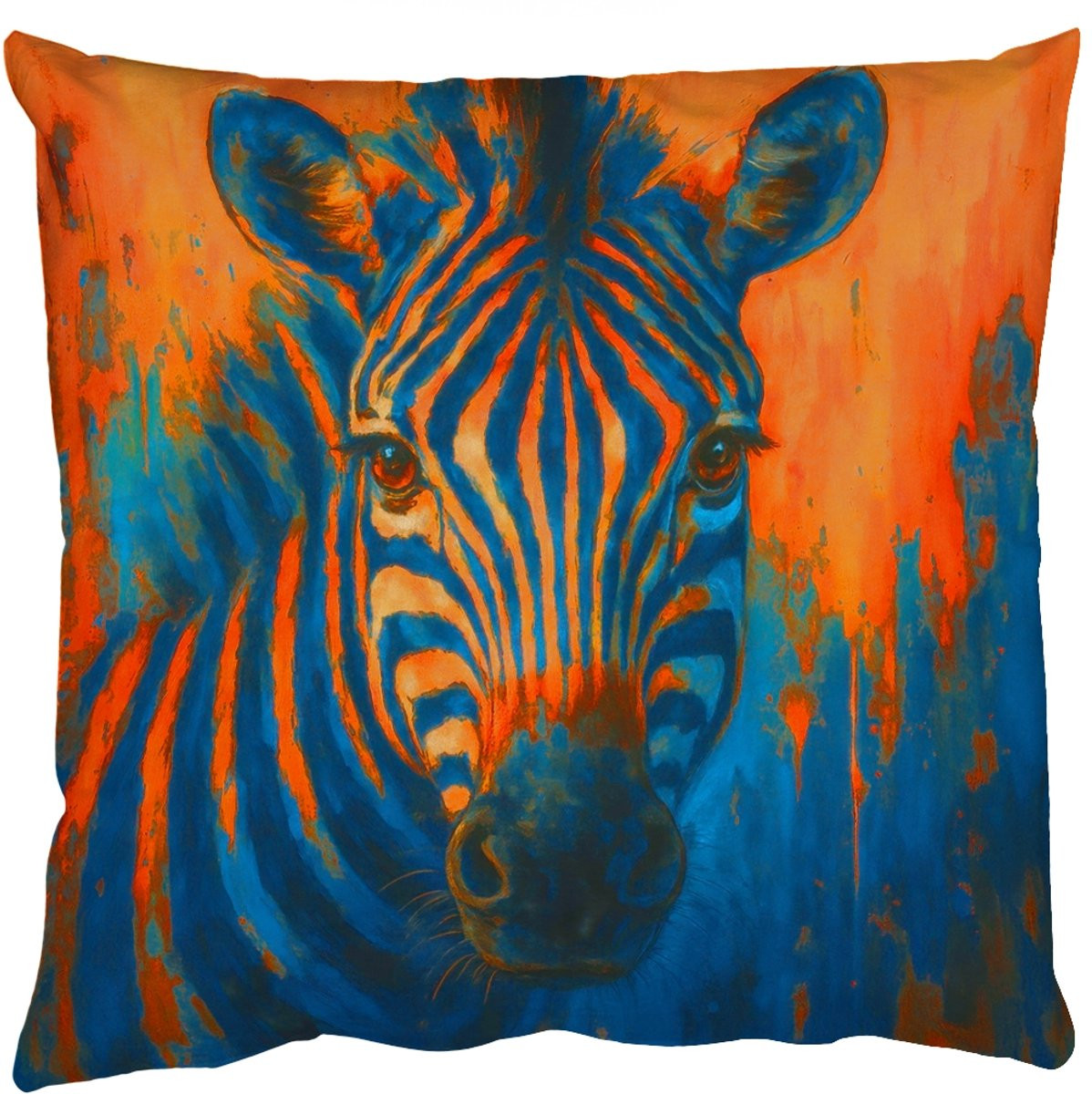 PillowMonkey Sierkussen Zebra Abstract Blauw 60x60 cm