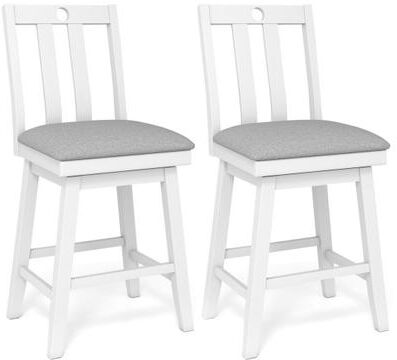 Costway 25 Inch Modern Bar Stools Set of 2 with Upholstered and 360° Rotation Seat-White
