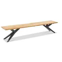 Musterring Gartenbank Rotterdam 220 x 40 cm Holz Braun Teak