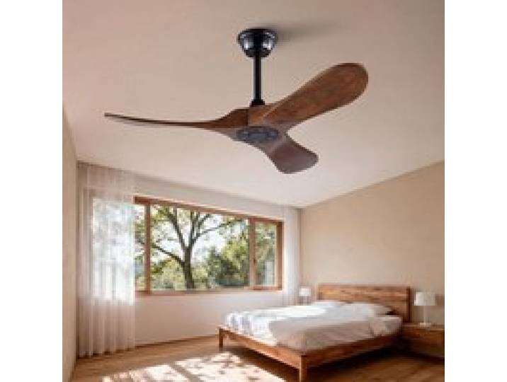 Ventilateur de Plafond 106cm - Moteur DC Silencieux 25W 3 Pales Bois Noyer Télécommande Réversible Été Hiver - Marron