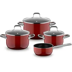 WMF Fusiontec Essential Pro 4-tlg. Kochgeschirr-Set, Passion Red, Fusiontec Material, kratzfest, Pfannenset + Topfset, Rot