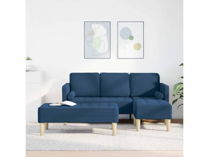 vidaXL Sofa Set 2 stk. Blau Polyester