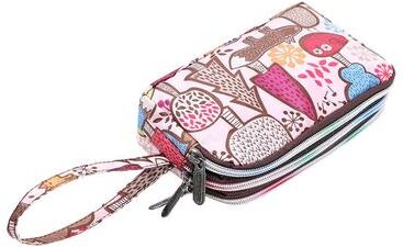 Discount Dollar Deals Women Handbag Print Canvas Wristlet Bag, Three Layer Long Wallet, Large Capacity Coin Purse, Waterproof 04