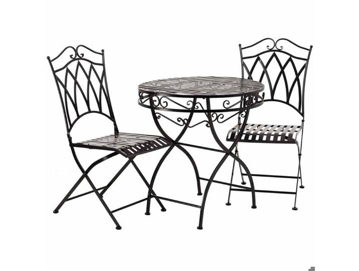 Ensemble table et 2 chaises en fer forgé Noir Asymétrique