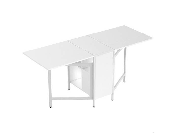 YWJ Table pliante de salle à manger avec rabats 4 compartiments 3 configurations pour cuisine et salon 169x60x75 cm blanc
