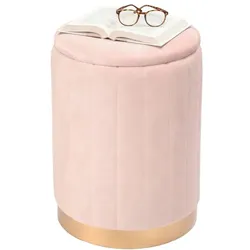 Relaxdays Hocker aus Samt mit Stauraum Gold,Rosa