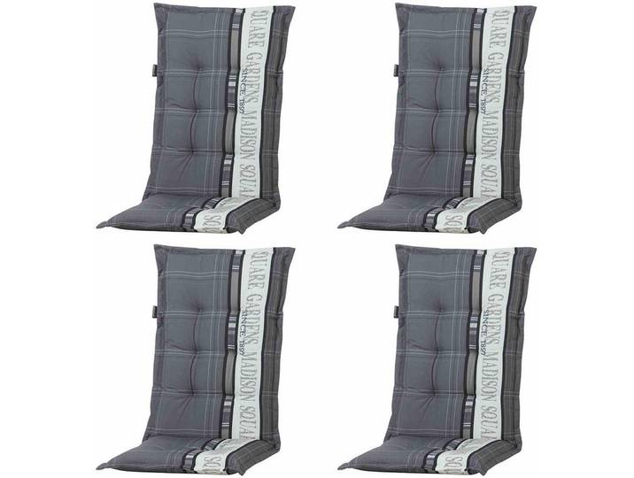 Ambia Garden Sesselauflage, Grau, 4-teilig, Schriftzug, Füllung: Schaumstoff, Vlies, 50x8x123 cm, mittels Bändern zu befestigen, mittels Gurtband zu befestigen, Gartenmöbel, Gartenpolster & Auflagen, Sesselauflagen