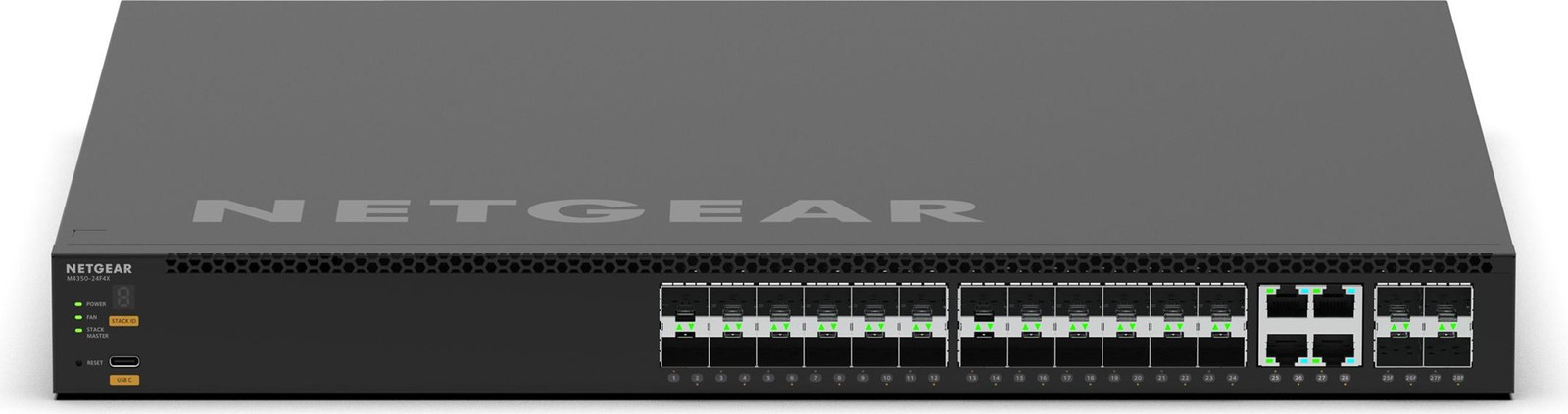Netgear M4350-24F4X MSM4328F Managed Switch met 24x 1G/2.5G SFP-poorten en 4x 10G combo-poorten (koper/SFP+)