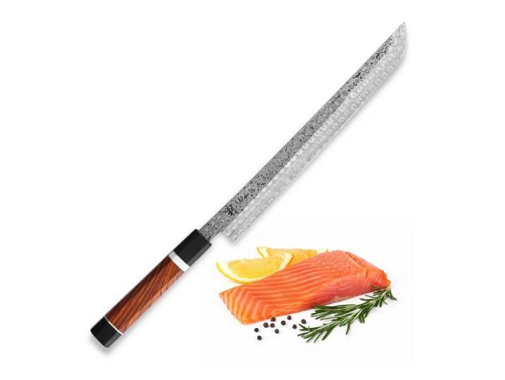 Wakoli Damastmesser Seishin Volldamast Sakimaru Küchenmesser 28cm Klinge aus 110 Lagen, 110 Lagen Volldamaststahl