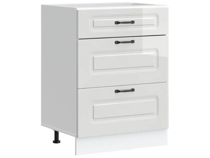 HKTMGDNG Küchenunterschrank Kalmar Hochglanz-Weiß Holzwerkstoff 60x46cm Kompakter Beistellschrank für Küche und Vorratsraum mit höhenverstellbaren Füßen, ideal für Geschirr, Töpfe und Küchenhelfer.