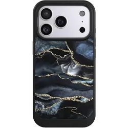 Nivocase Hülle für Apple iPhone 17 Pro Handyhülle NIVOcore Case Schwarz Glitzer Look Marmor Trends (Apple iPhone 17 Pro), Smartphone Hülle, Schwarz
