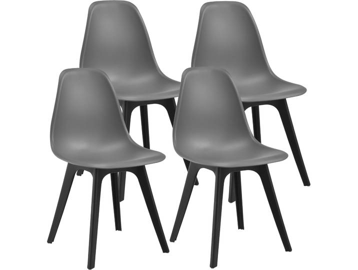 4x Design Stühle Grau/Schwarz Esszimmer Stuhl Kunststoff Skandinavisch [en.casa]