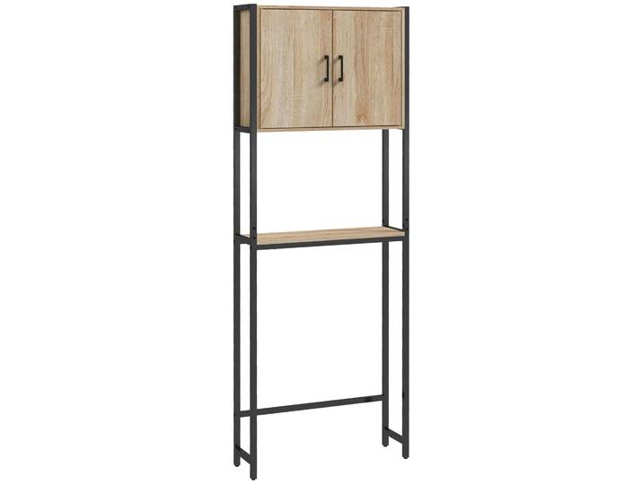 Étagère de toilettes meuble de salle de bain dessus toilette WC avec placard 2 portes et étagère ouverte