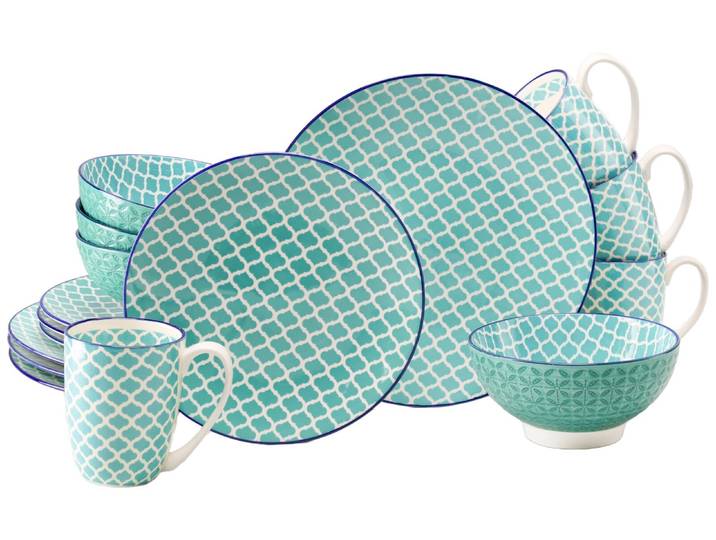creaTable Kombiservice 16-tlg MEDITERRAN, petrol, Steinzeug