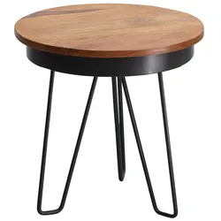 KADIMA DESIGN Beistelltisch 43x45x43 cm Sheesham Holz Couchtisch, Sofatisch Industrial Style Echtholz, Holztisch