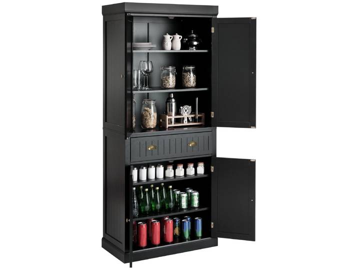 Keuken Kast 183 cm Buffetkast van Hout met Verstelbare Planken Zwart