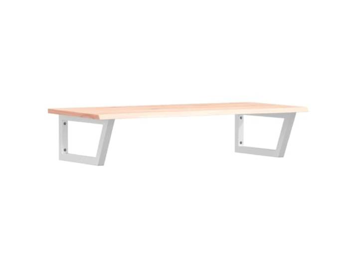 WEMYUFURN Waschtischplatte mit Halterung Stahl und Massivholz Eiche Schweberegal Bad, Trapezform Halterung, Eichenholz Platte, Wandmontage, Stauraum