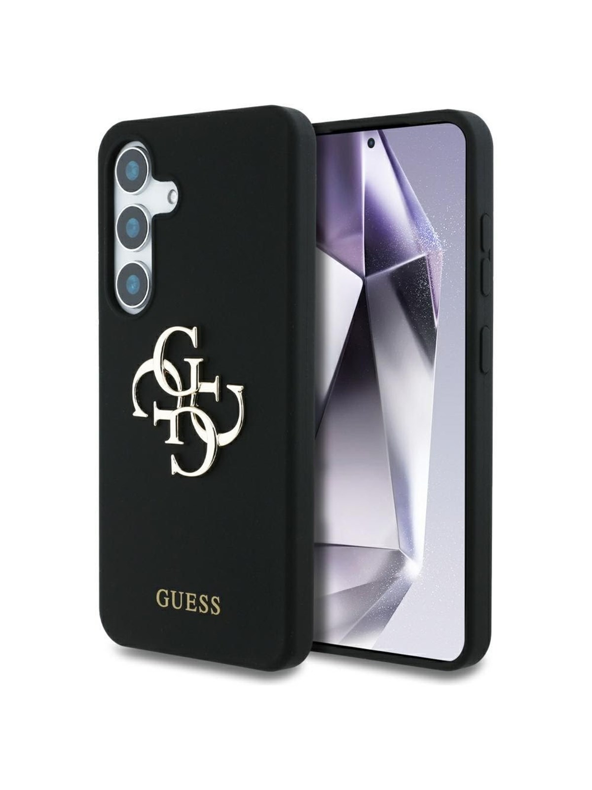 GUESS Silicone Big 4G Logo Bottom Script case for Samsung Galaxy S25 - black