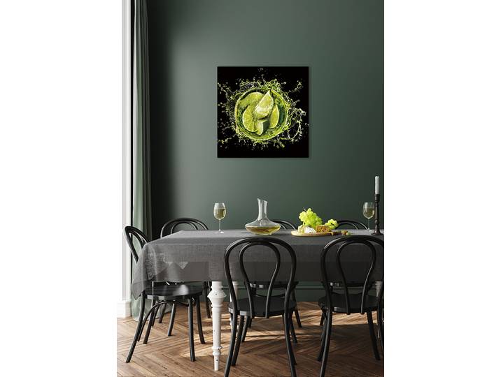 Glasbild Splash Limetten III Kunstdruck auf Sicherheitsglas Multicolor 60 x 60 x 1cm