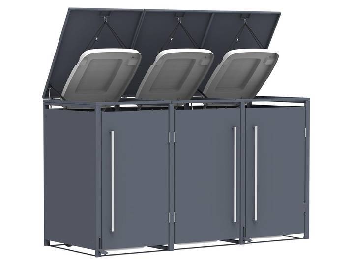 Westmann Pedura 3 Metall Mülltonnenbox mit Fußpedal 3x240 L Anthrazit