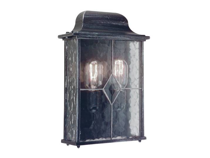 Wexford WX7 Wandleuchte, schwarz-silber/klar, IP23 - Elstead - Antik - Glas - Eckig