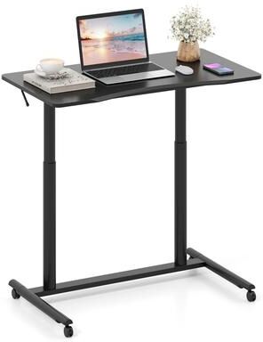Mobile Standing Desk Height Adjustable Computer Desk w/ Wheels