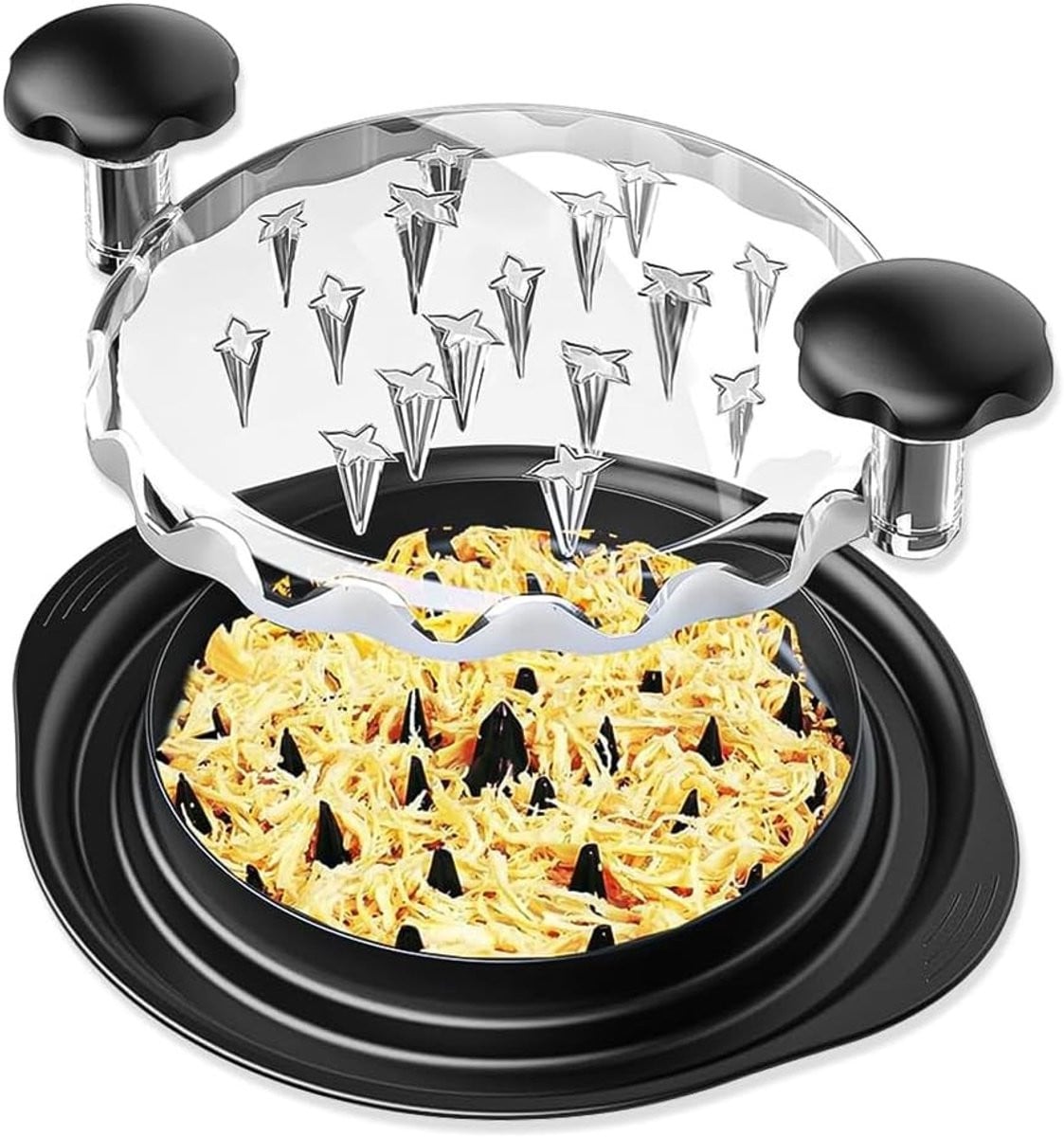 Ergonomische vleesmaler voor kip en varkensvlees, 25 cm, BPA-vrij met transparante deksel en handvat