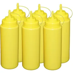 GVK ECO 6 Stück Gelbe Quetschflaschen 1 Liter Dosierflasche Spenderflasche Dressingflasche