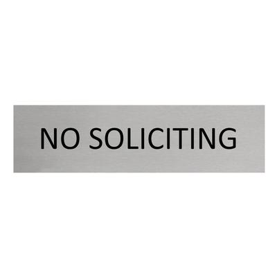 CombiCraft Aluminium Türschild No Soliciting 165x45mm mit 3M-Tape zur Befestigung, einfache Kennzeichnung von Räumen und Bereichen