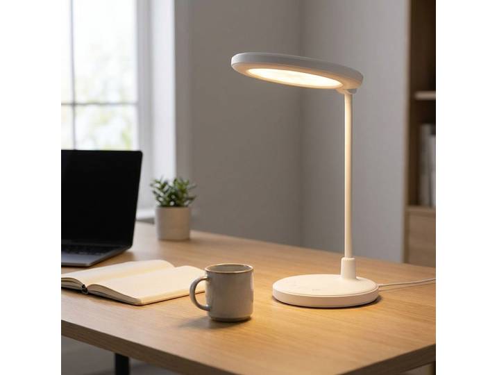 LED Schreibtischlampe mit Spiegel, Akku, USB-C, weiss