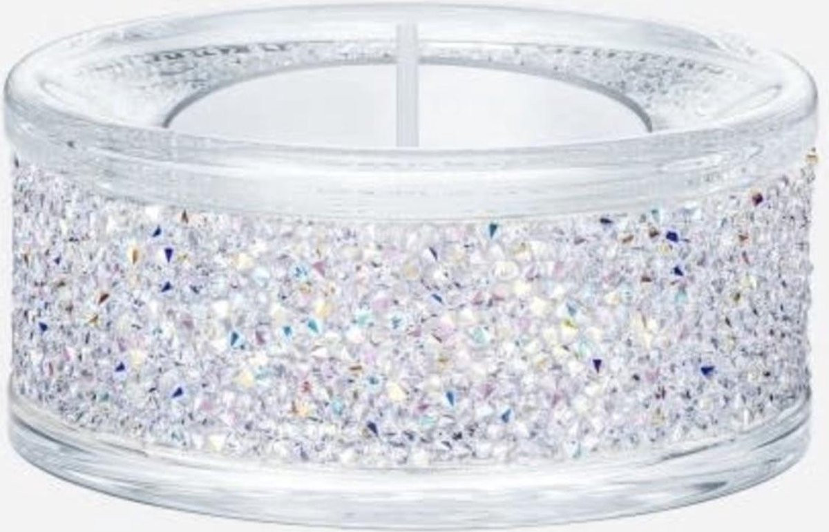 Swarovski theelichthouder 5428722 uit de Shimmer collectie met Crystal Rocks techniek en Aurora Borealis effect in paars