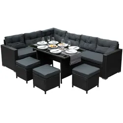 Polyrattan Gartenmöbel Set - Schwarz