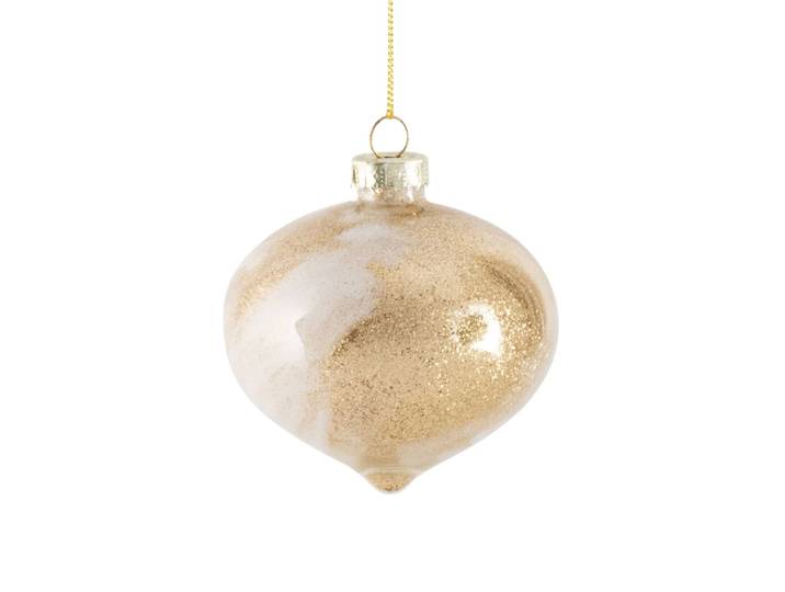 Weihnachtskugel in Tropfenform aus Glas