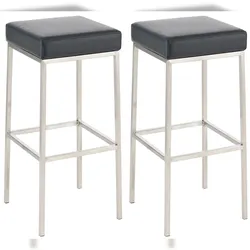CLP 2er Set Barhocker Montreal Kunstlederbezug schwarz/edelstahl