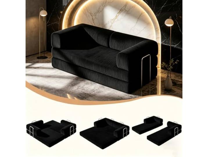 Faltbares Boneless Couch, Bodensofa Bed Cordstoff 3er mit Schlaffunktion Wandelbares Bodensofa mit Matratze und Schlaffunktion,ideal als Lounge Gästebett oder Sessel für Wohnzimmer und Schlafzimmer