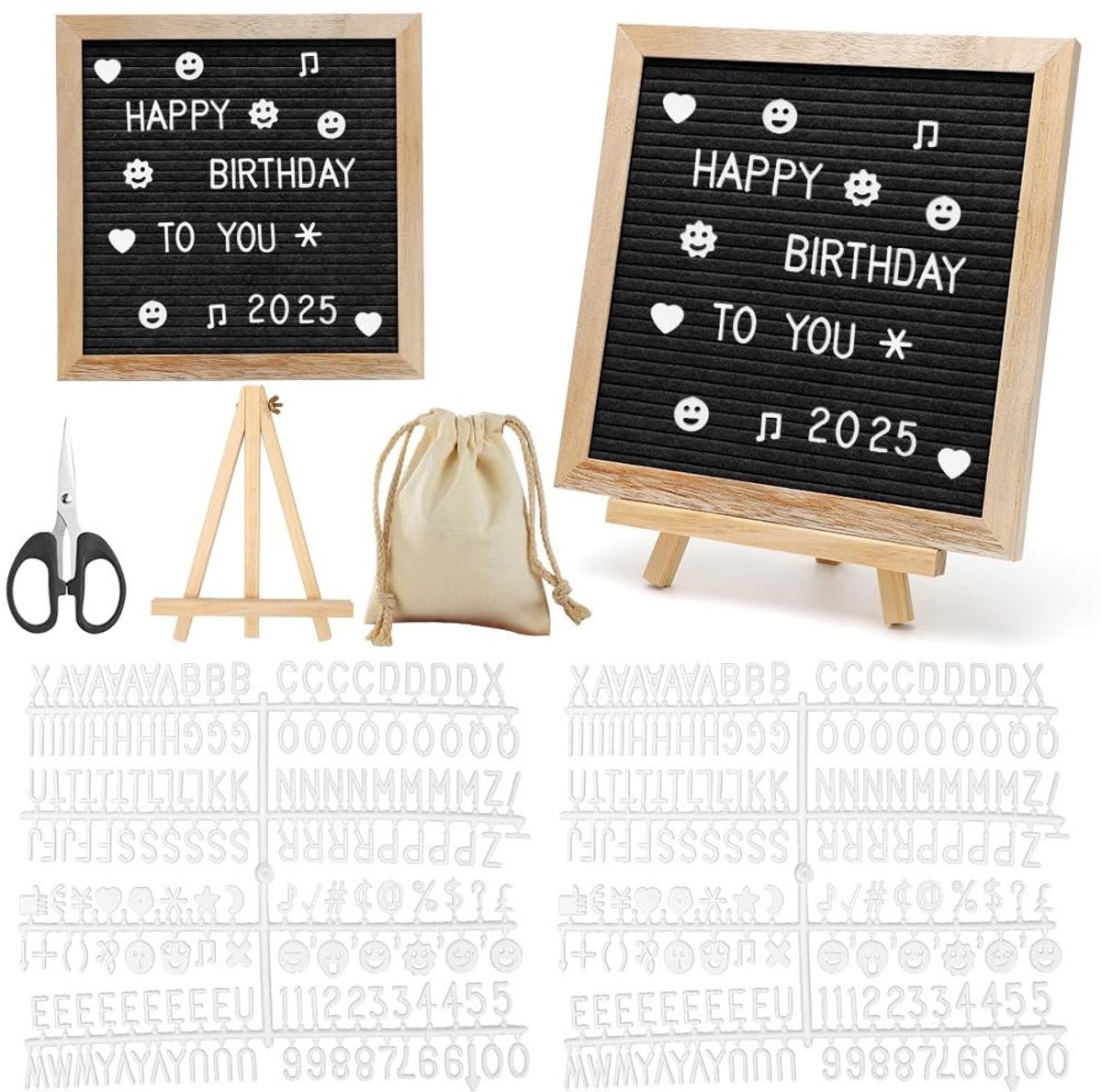 Omgoods Vilt Letterbord met 350 Letters en Houders, 25 x 25 cm