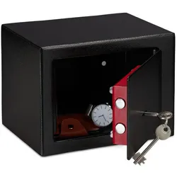 Relaxdays 2x Möbeltresor mit Schlüssel Schwarz Schwarz