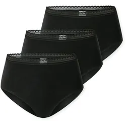 SCHIESSER Damen Midi-Slips, 3er Pack - 3Pack Midi, Stretch Cotton, uni Schwarz / L