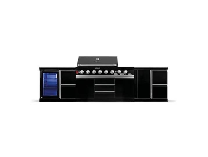GORILLER® BLACKBACK M5 Outdoor-Küche, XXL-Gasgrill mit Kühlschrank, Extra-Arbeitsfläche und Stauraum, Edelstahl, Schwarz