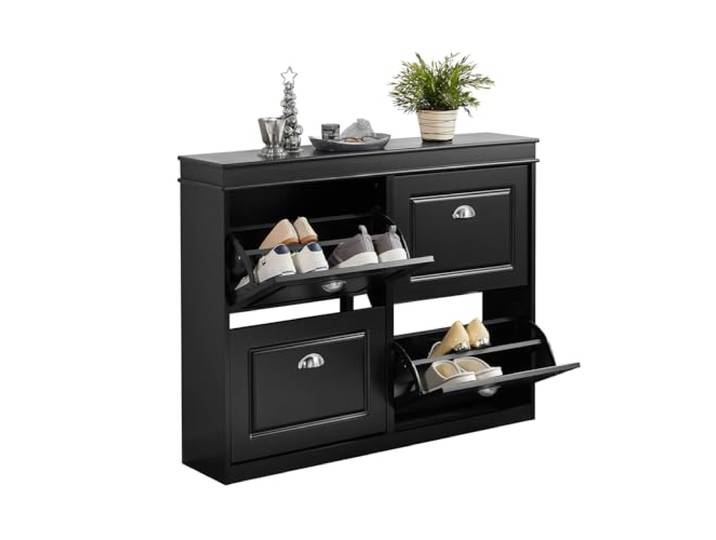 SoBuy Smalle Hoge Schoenenkast met 4 Kleppen 105x82x24cm voor Gang